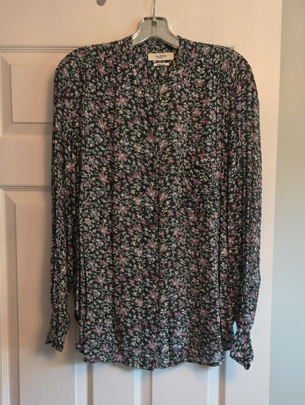 Isabel Marant Floral Button-Down Blouse in Dark Green Printed
